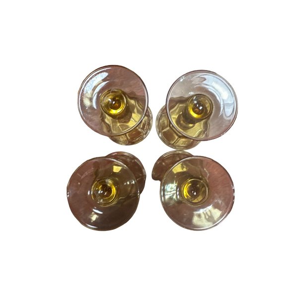 VTG Stemmed Golden Amber  Wine Glasses - Picture 5 of 5